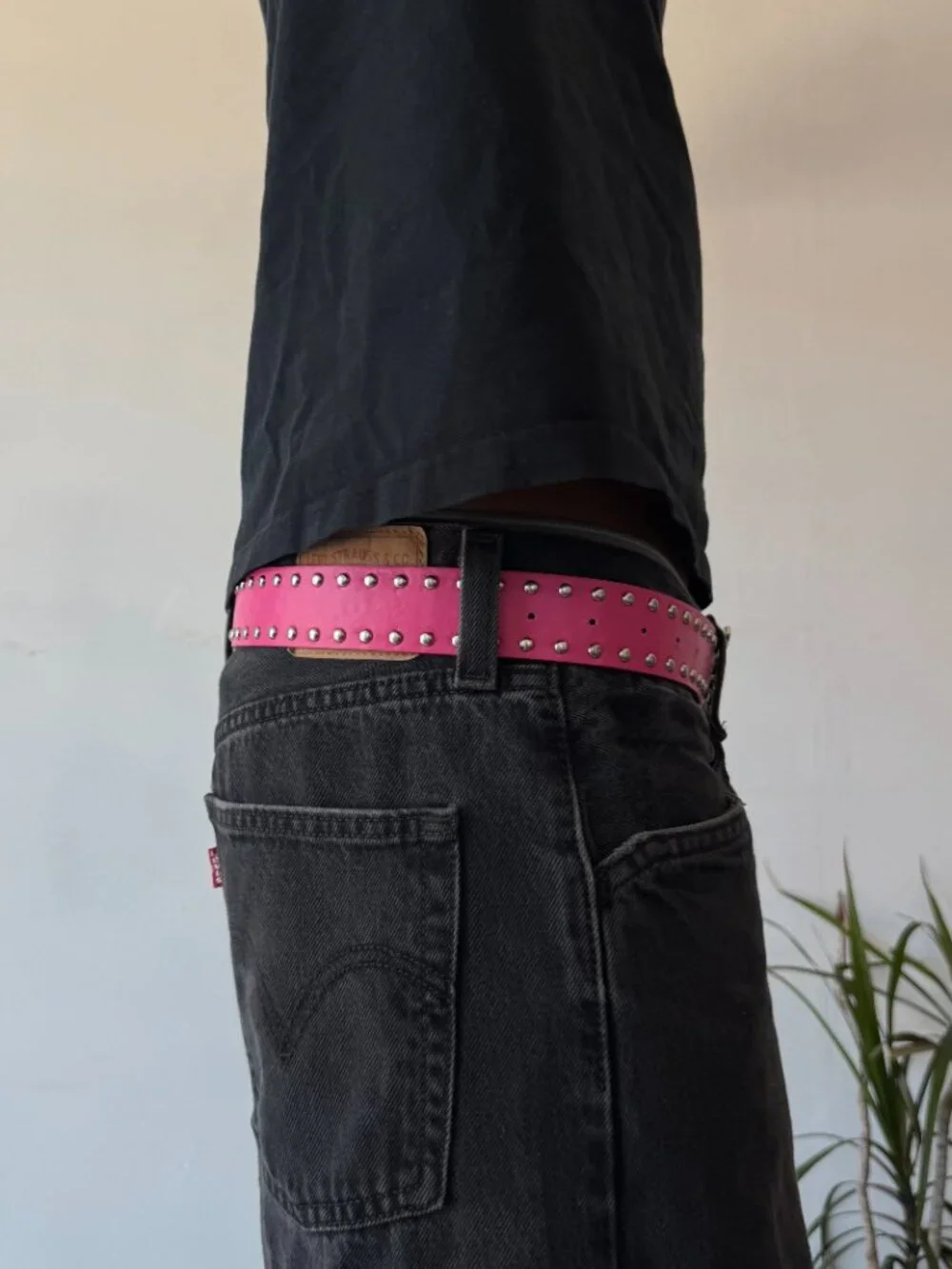 Hot Pink Rhinestone Butterfly Buckle Belt